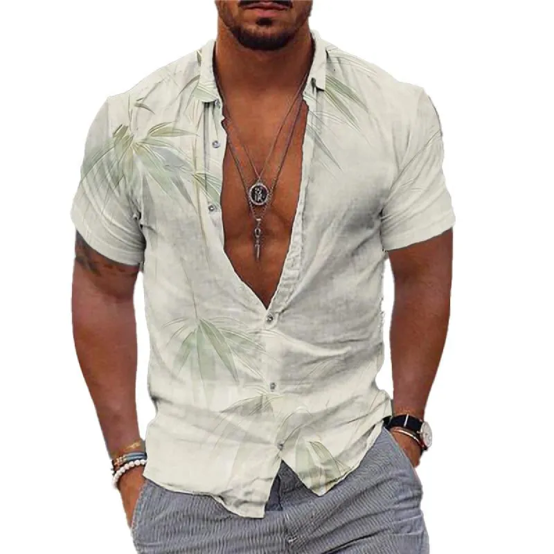 Men's Hawaiian Bamboo Print Short Sleeve Shirt 95953652X sold by Manly