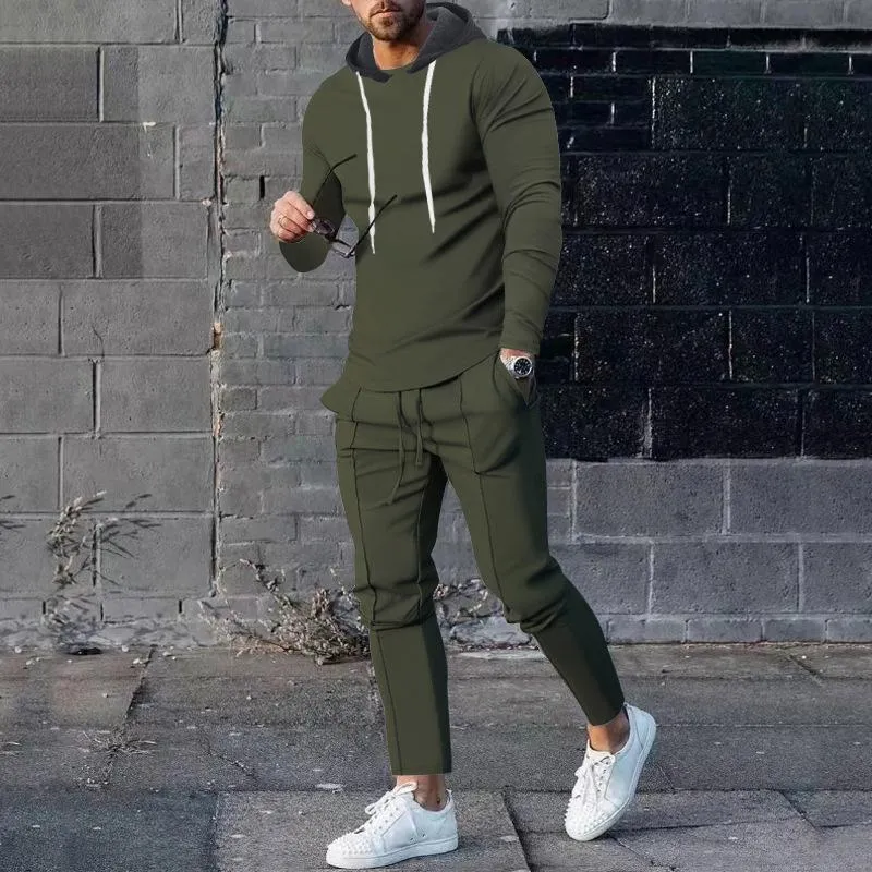 Men's Sports Casual Solid Color Hoodie Pants Set 74028314Y sold by Manly product image thumbnail 4