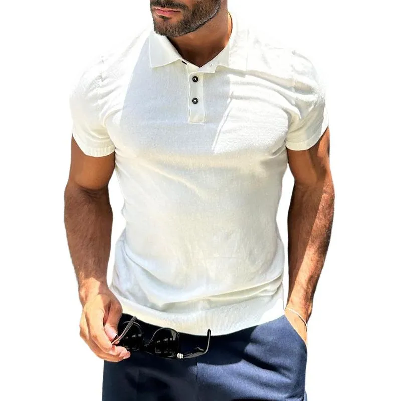 Men's Casual Retro Solid Color Polo Shirt 77187720TO sold by Manly