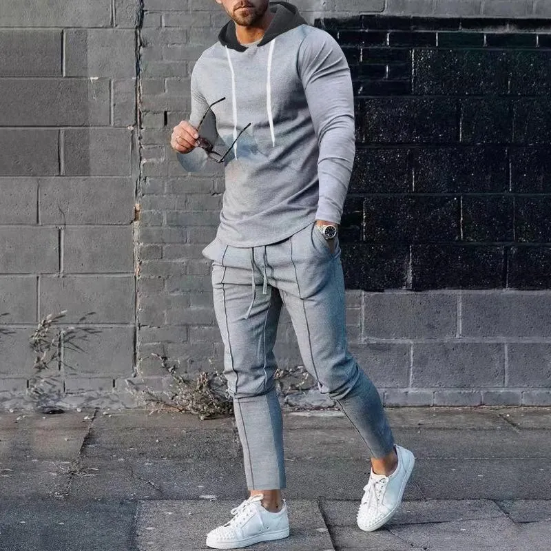 Men's Sports Casual Solid Color Hoodie Pants Set 74028314Y sold by Manly product image thumbnail 2