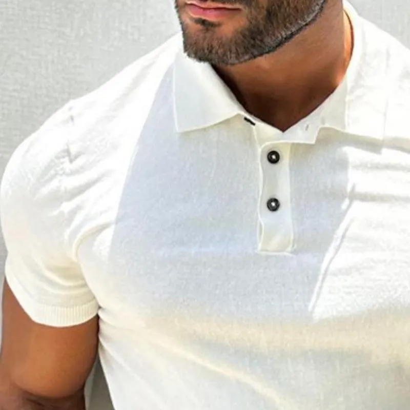 Men's Casual Retro Solid Color Polo Shirt 77187720TO sold by Manly product image thumbnail 3
