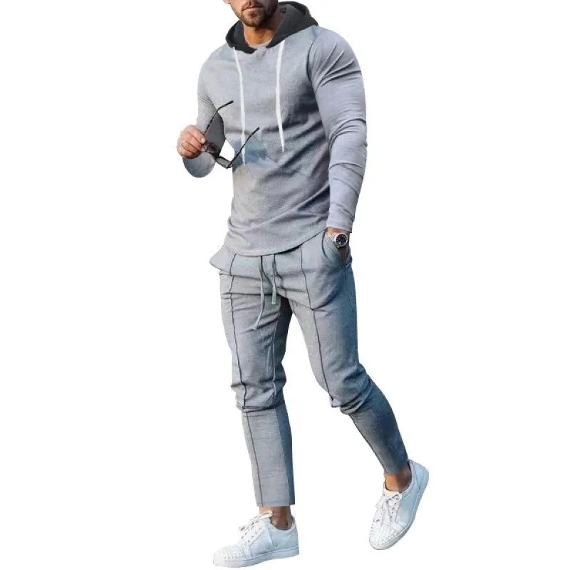 Men's Sports Casual Solid Color Hoodie Pants Set 74028314Y sold by Manly