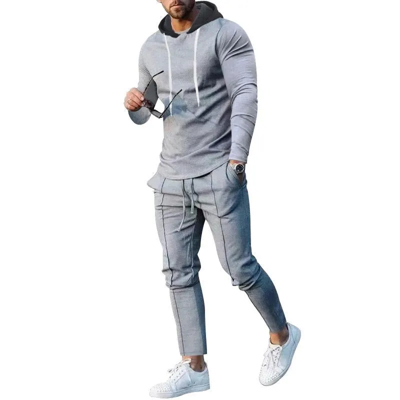 Men's Sports Casual Solid Color Hoodie Pants Set 74028314Y sold by Manly