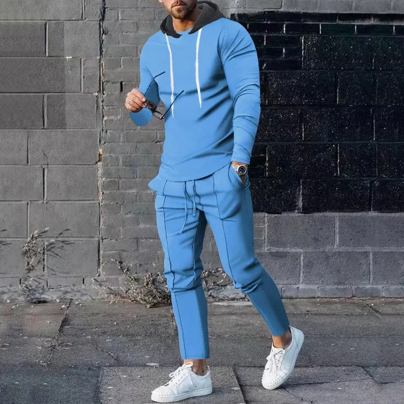 Men's Sports Casual Solid Color Hoodie Pants Set 74028314Y sold by Manly product image thumbnail 3