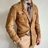 Men's Vintage Solid Suede Lapel Multi-Pocket Jacket 68521048Y sold by Manly