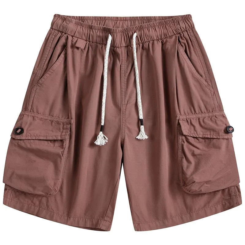 Men's Casual Cotton Loose Multi-Pocket Elastic Waist Cargo Shorts 73314173M sold by Manly
