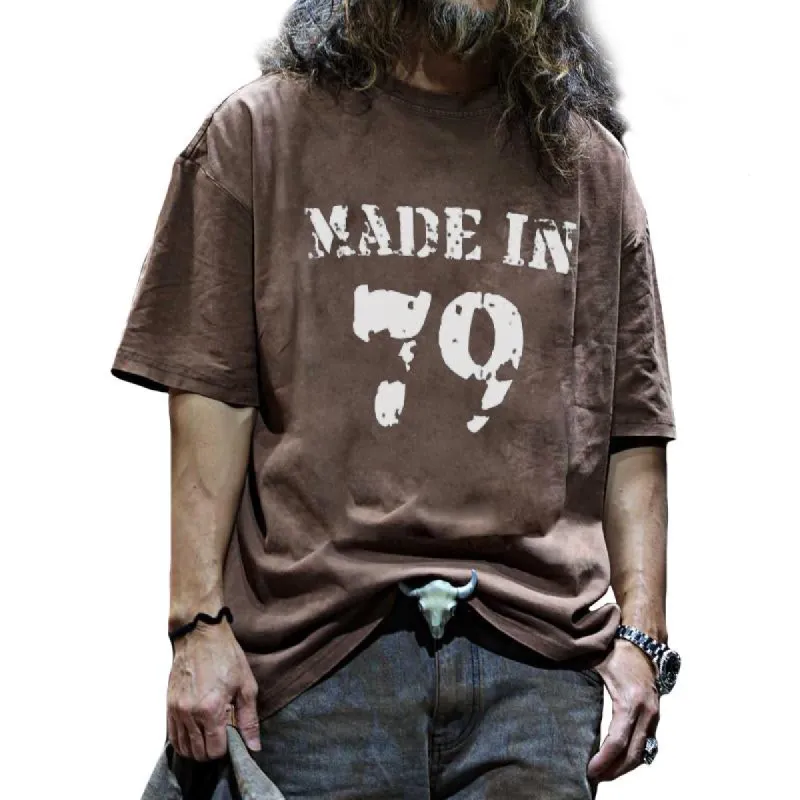 Men's Retro Casual Made In 76 Short Sleeve T-shirt 86361784TO sold by Manly