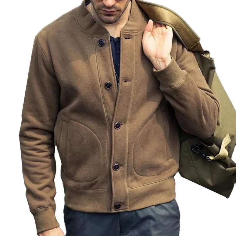 Men's Retro Double-sided Polar Fleece Flight Baseball Jacket 58700542X sold by Manly