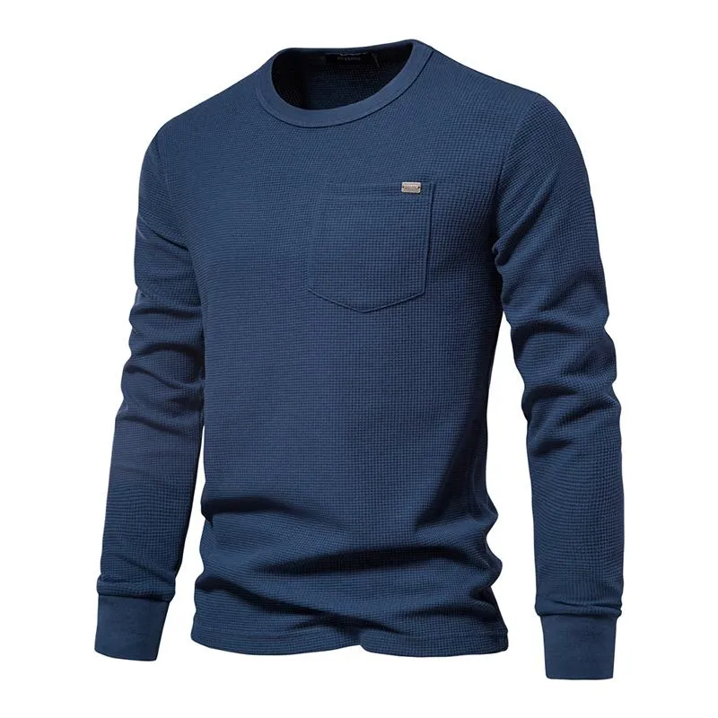 Men's Casual High Quality Cotton Waffle Round Neck Long Sleeve T-Shirt 75481436M sold by Manly product image thumbnail 3