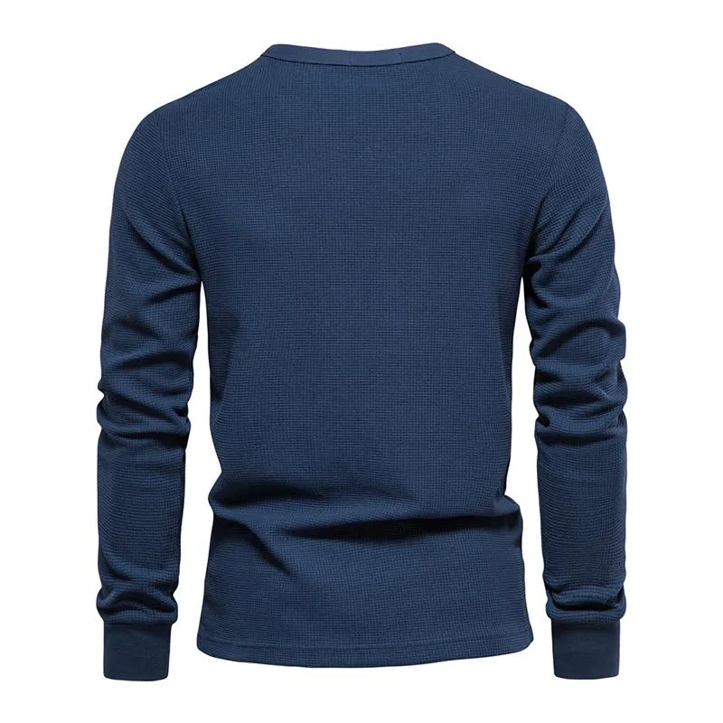 Men's Casual High Quality Cotton Waffle Round Neck Long Sleeve T-Shirt 75481436M sold by Manly product image thumbnail 4