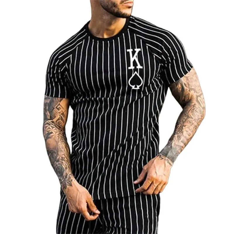 Men's Casual Striped Spade A Short-sleeved T-shirt 56316712TO sold by Manly
