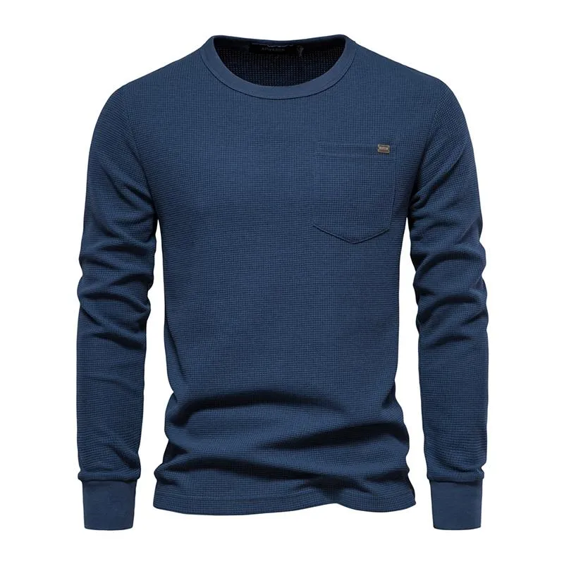 Men's Casual High Quality Cotton Waffle Round Neck Long Sleeve T-Shirt 75481436M sold by Manly product image thumbnail 2