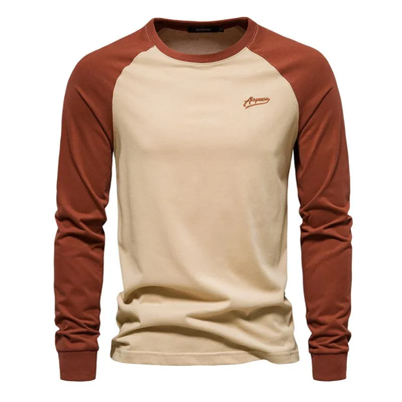 Men's Casual Color Block Raglan Long Sleeve T-Shirt 68843966Y sold by Manly