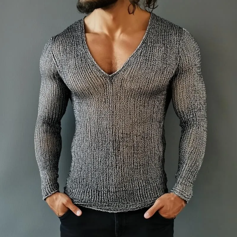 Men's Casual V-neck Slim Fit Knitted Pullover Sweater 18263343M sold by Manly product image thumbnail 3