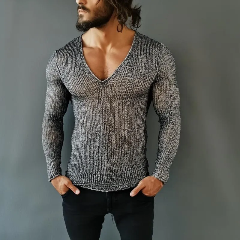 Men's Casual V-neck Slim Fit Knitted Pullover Sweater 18263343M sold by Manly product image thumbnail 2