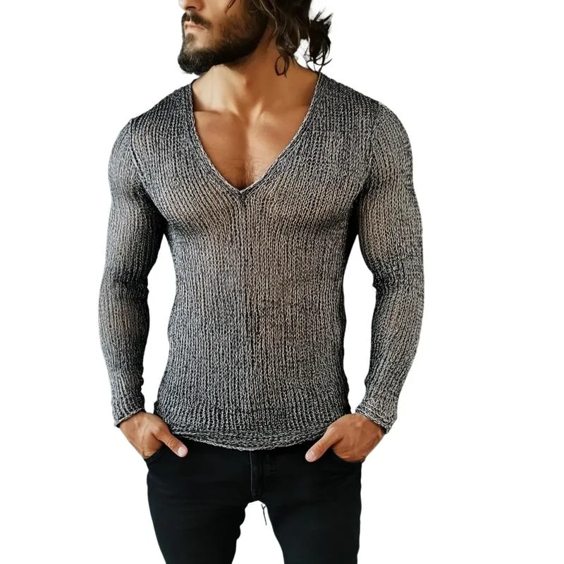 Men's Casual V-neck Slim Fit Knitted Pullover Sweater 18263343M sold by Manly