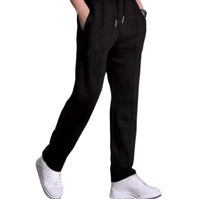 Men's Solid Color Waffle Straight Sports Pants 85736414Z sold by Manly