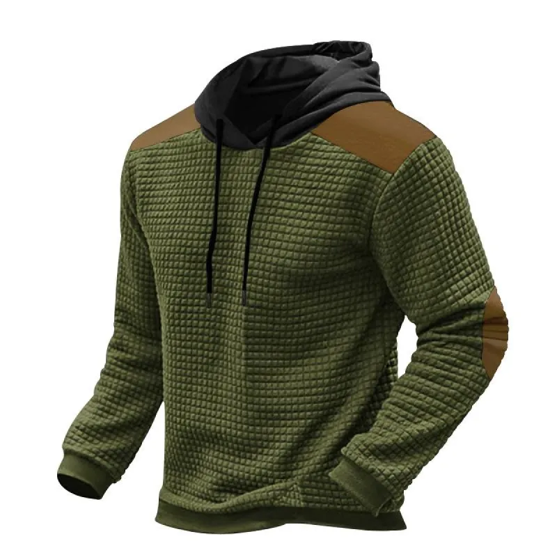 Men's Waffle Color Block Stitching Long Sleeve Hoodie 59259742Z sold by Manly