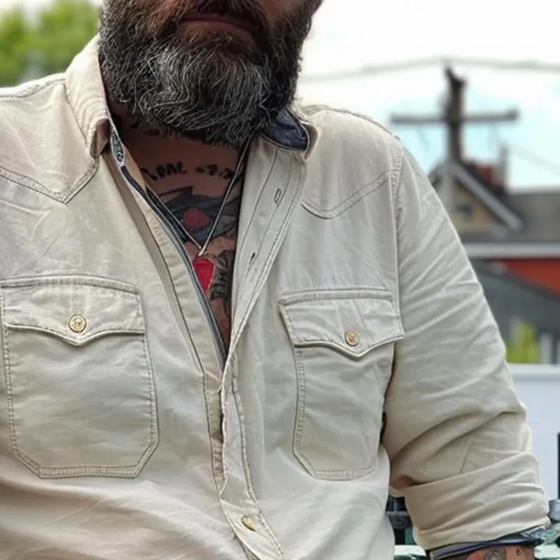 Men's Casual Solid Color Lapel Long Sleeve Shirt 03442096X sold by Manly product image thumbnail 3