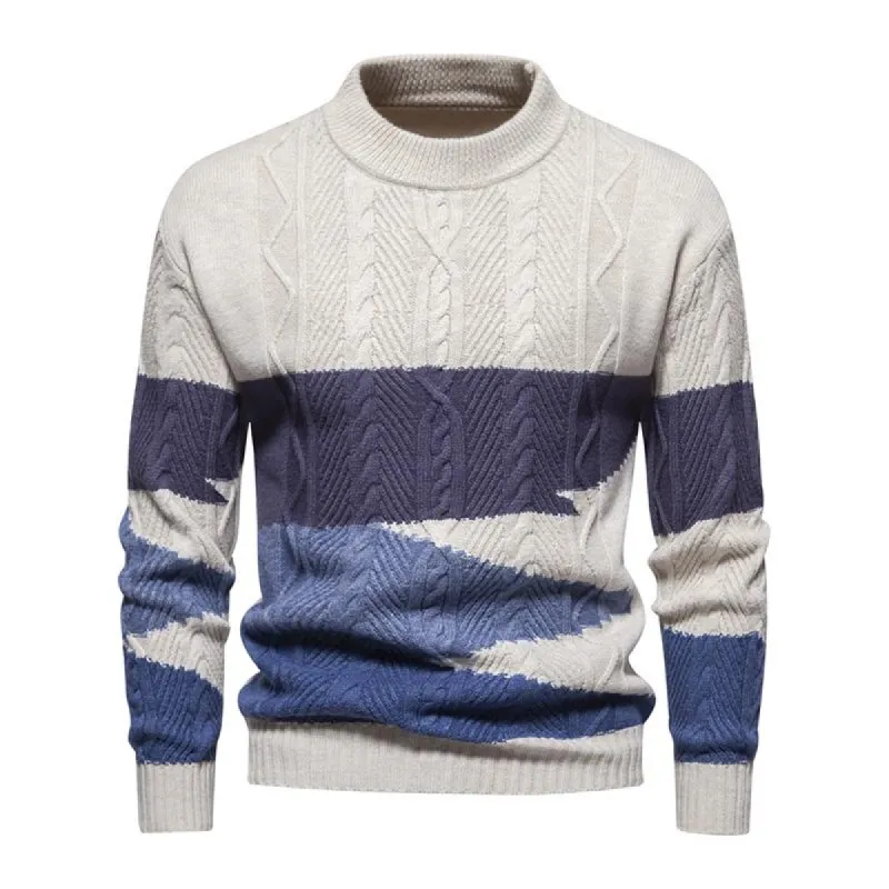 Men's Color Block Round Neck Long Sleeve Knit Casual Sweater 07145896Z sold by Manly