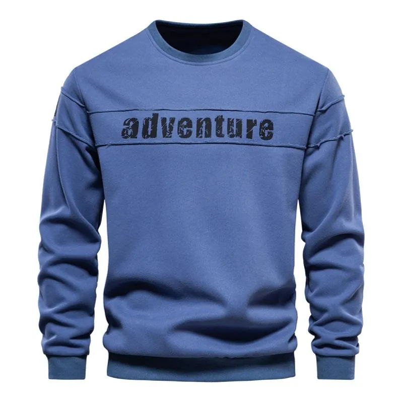 Men's Casual Letters Printed Loose Round Neck Long Sleeve Sweatshirt 12760830M sold by Manly