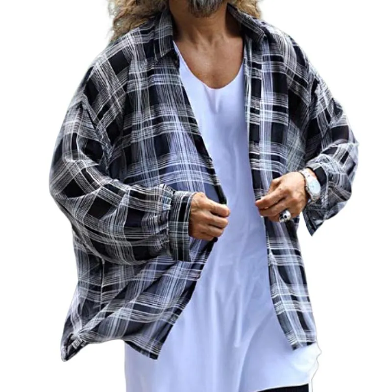 Men's Casual Retro Plaid Colorblock Long Sleeve Shirt 87578735TO sold by Manly