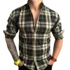 Men's Vintage Check Pocket Lapel Long Sleeve Shirt 00562118TO sold by Manly