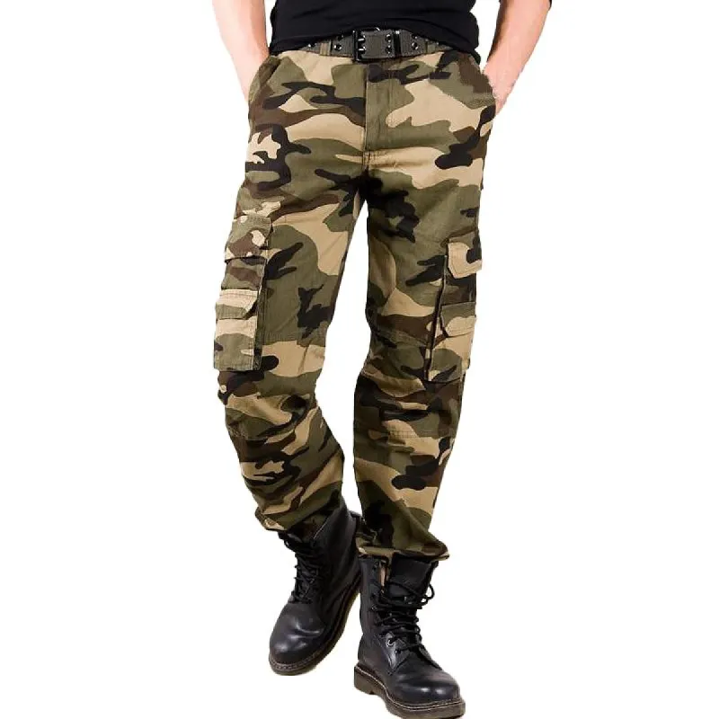 Men's Camouflage Multi-pocket Cotton Loose Cargo Pants 47117902Z sold by Manly