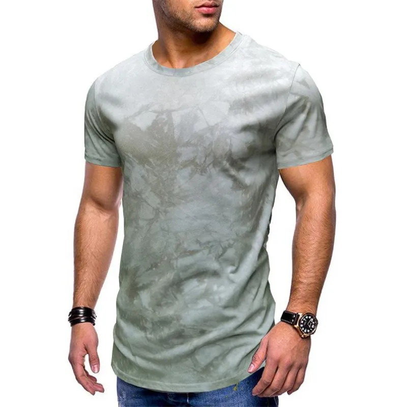 Men's Casual Tie Dye Round Neck Short Sleeved T-shirt 40970629M sold by Manly