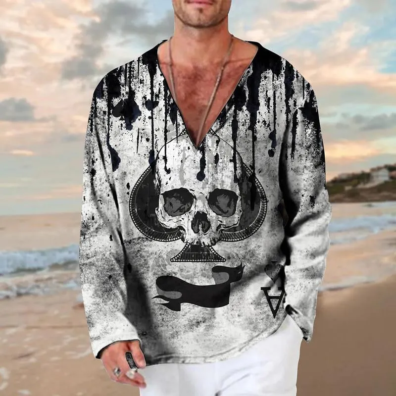 Men's Casual Printed V-Neck Long Sleeve T-Shirt 03153927X sold by Manly product image thumbnail 2