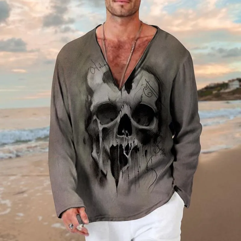 Men's Casual Printed V-Neck Long Sleeve T-Shirt 03153927X sold by Manly product image thumbnail 5