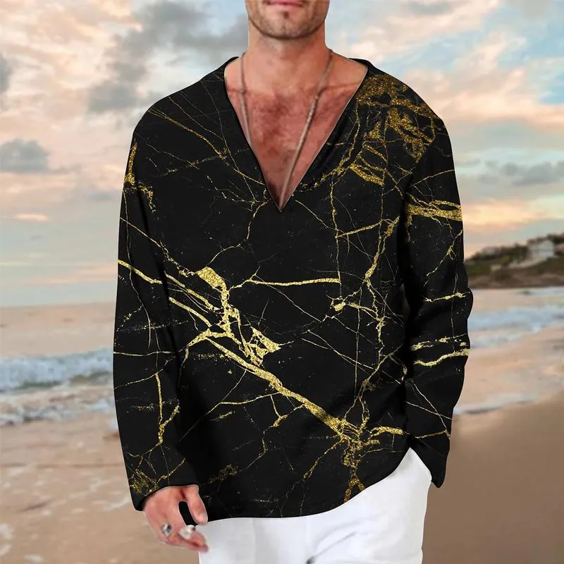 Men's Casual Printed V-Neck Long Sleeve T-Shirt 03153927X sold by Manly product image thumbnail 4