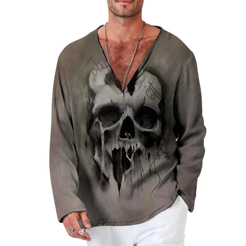 Men's Casual Printed V-Neck Long Sleeve T-Shirt 03153927X sold by Manly