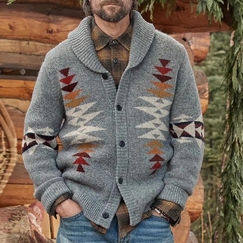 Men's Vintage Jacquard Lapel Long Sleeve Cardigan 29110250Y sold by Manly product image thumbnail 2