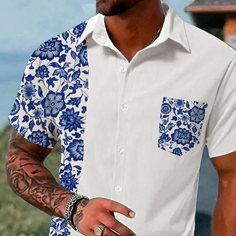 Men's Casual Printed Short-sleeved Shirt and Shorts Two-piece Set 16619405X sold by Manly product image thumbnail 3