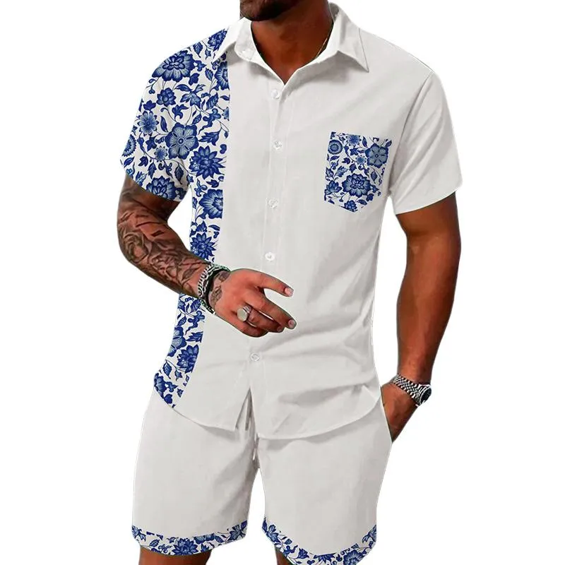 Men's Casual Printed Short-sleeved Shirt and Shorts Two-piece Set 16619405X sold by Manly