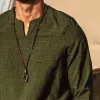 Men's Vintage Cotton and Linen V-Neck Shirt 69378252TO sold by Manly