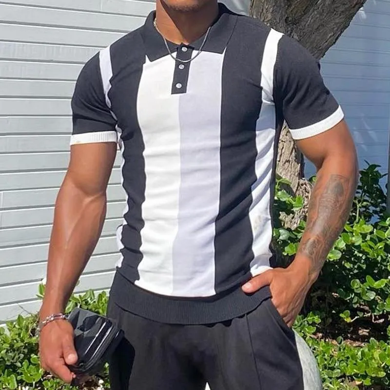 Men's Fashionable Color Block Knitted Short Sleeve Polo Shirt 91180275M sold by Manly product image thumbnail 5
