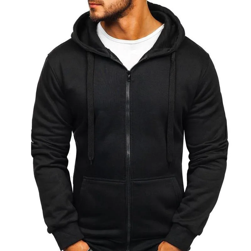 Men's Solid Color Zip Hooded Drawstring Sweatshirt 38242600X sold by Manly product image thumbnail 4