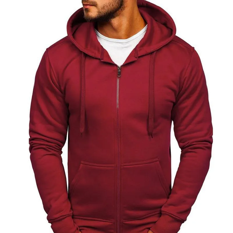 Men's Solid Color Zip Hooded Drawstring Sweatshirt 38242600X sold by Manly product image thumbnail 3