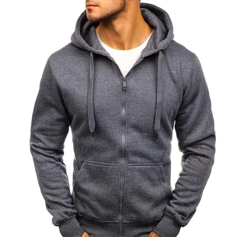 Men's Solid Color Zip Hooded Drawstring Sweatshirt 38242600X sold by Manly product image thumbnail 2