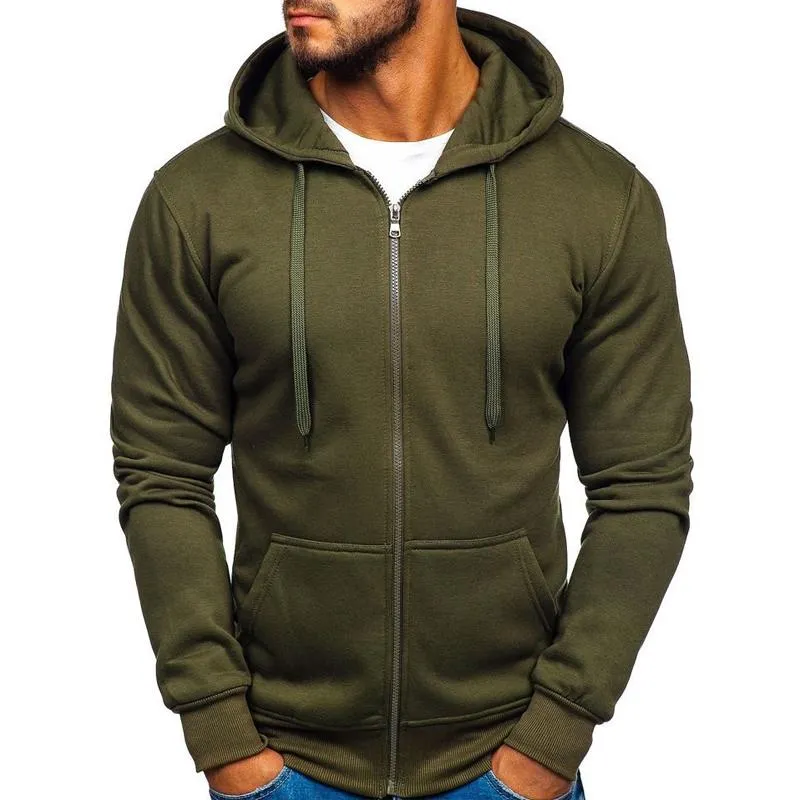 Men's Solid Color Zip Hooded Drawstring Sweatshirt 38242600X sold by Manly