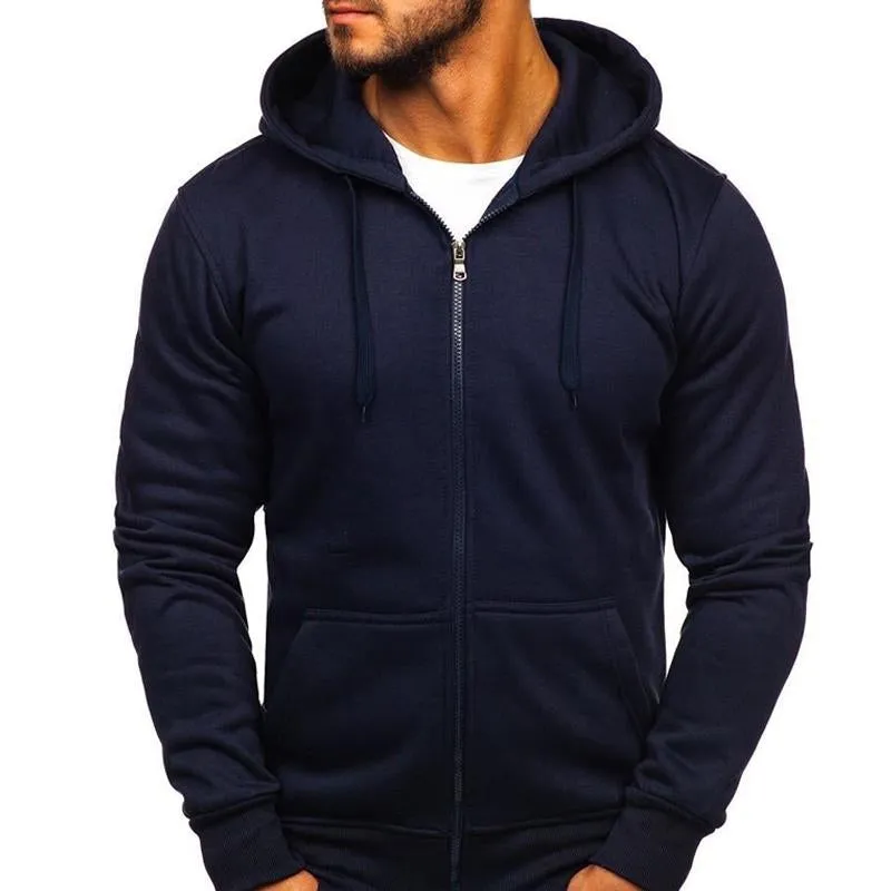 Men's Solid Color Zip Hooded Drawstring Sweatshirt 38242600X sold by Manly product image thumbnail 5