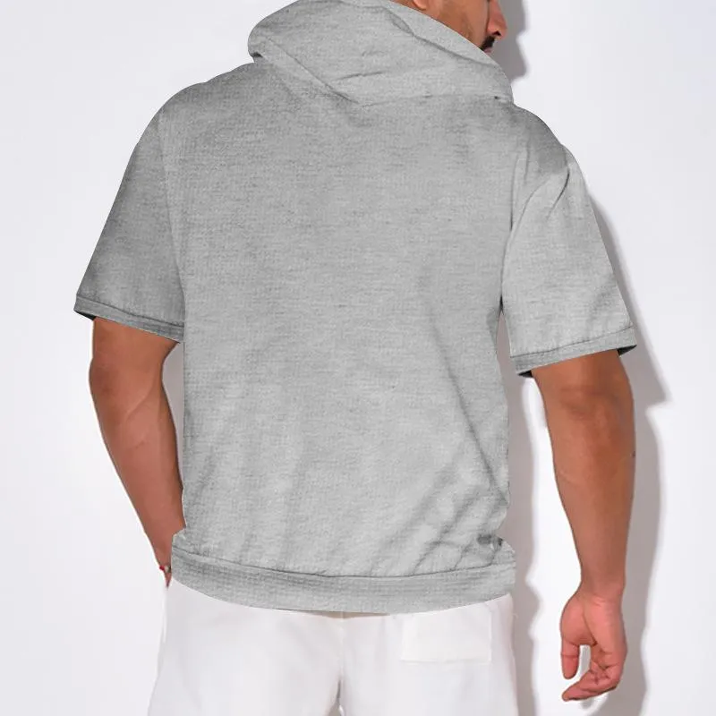 Men's Solid Color Zip Decor Short Sleeve Hoodie 30652735Z sold by Manly product image thumbnail 4