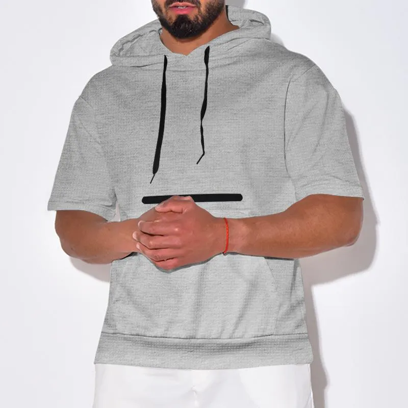 Men's Solid Color Zip Decor Short Sleeve Hoodie 30652735Z sold by Manly product image thumbnail 2