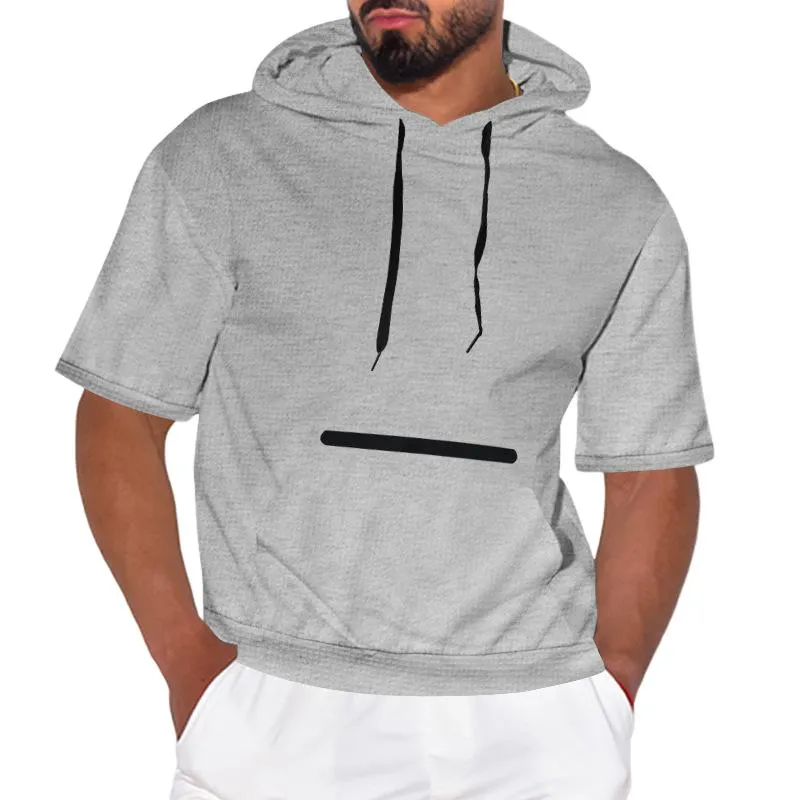 Men's Solid Color Zip Decor Short Sleeve Hoodie 30652735Z sold by Manly