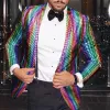 Men's Vintage Checkered Lapel Party Shiny Blazer 39027791Y sold by Manly