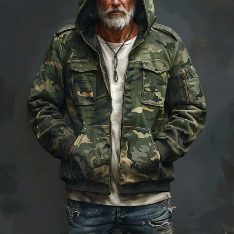 Men's Camouflage Multi-Pocket Hooded Cargo Jacket 84171591Y sold by Manly product image thumbnail 2