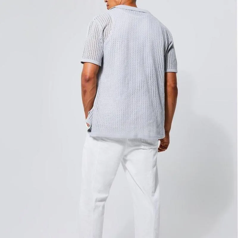 Men's Casual Knitted Hollow Short Sleeve Shirt 85210218X sold by Manly product image thumbnail 3