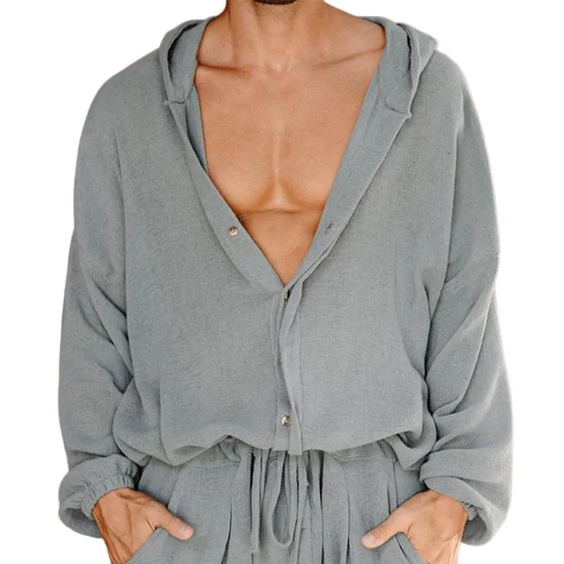 Men's Sports Solid Color Long Sleeve Loose Hoodie 01320824X sold by Manly